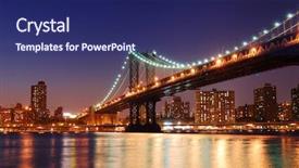  Presentation with new york city - Audience pleasing presentation theme consisting of new york city manhattan bridge backdrop and a navy blue colored foreground