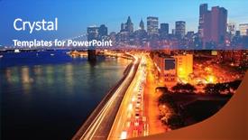  Presentation with taxi cabs new york city - Beautiful PPT theme featuring new york city manhattan downtown backdrop and a teal colored foreground