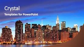  Presentation with new york city - PPT theme having new york city manhattan midtown background and a cobalt blue colored foreground