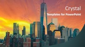  Presentation with new york city - Beautiful presentation featuring new-york-city-manhattan-skyline backdrop and a coral colored foreground