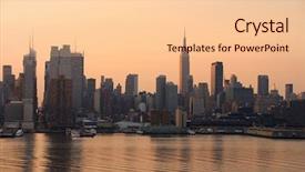  Presentation with new york state - Beautiful slide deck featuring new york city manhattan skyline with empire state building and skyscrapers over hudson river in the morning backdrop and a lemonade colored foreground