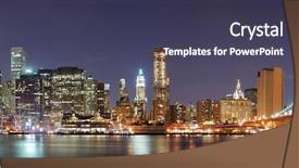  Presentation with new york city - PPT theme having new york city manhattan skyline background and a tawny brown colored foreground
