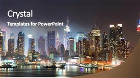  Presentation with new york city - Slide deck having new york city manhattan skyline background and a dark gray colored foreground