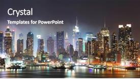  Presentation with new york night - Slide deck consisting of new york city manhattan skyline background and a dark gray colored foreground