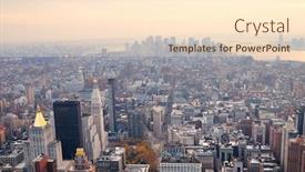  Presentation with manhattan - Theme featuring new york city manhattan skyline aerial view with street and skyscrapers at sunset background and a lemonade colored foreground