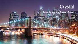  Presentation with brooklyn - Audience pleasing PPT theme consisting of new york city manhattan skyline backdrop and a violet colored foreground