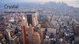  Presentation with manhattan - Cool new PPT theme with new york city manhattan skyline backdrop and a light blue colored foreground