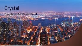  Presentation with brooklyn - Theme consisting of new york city manhattan skyline aerial view panorama with brooklyn and hudson east river at sunset background and a teal colored foreground