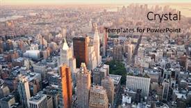  Presentation with new york city - Amazing presentation theme having new york city manhattan sunset backdrop and a coral colored foreground
