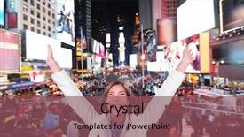  Presentation with times square - Cool new presentation theme with new york city manhattan times backdrop and a violet colored foreground