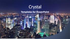  Presentation with new york city - Colorful theme enhanced with new york city manhattan times backdrop and a navy blue colored foreground