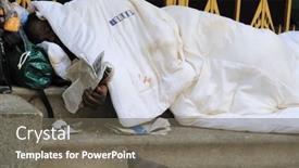  Presentation with homeless - PPT theme enhanced with new-york-city-may-16 background and a gray colored foreground