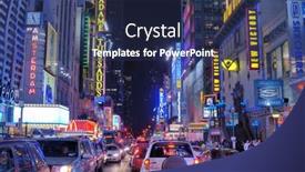  Presentation with times square - Slide deck with new-york-city-may-18 background and a navy blue colored foreground