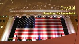  Presentation with stock exchange - Colorful presentation design enhanced with new-york-city-may-26 backdrop and a tawny brown colored foreground