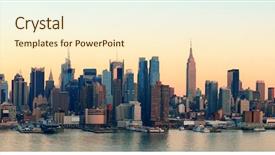  Presentation with manhattan - Slide set having new york city midtown manhattan background and a cream colored foreground