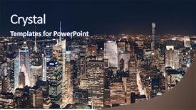  Presentation with new york city - Cool new slide deck with new york city midtown skyline backdrop and a navy blue colored foreground