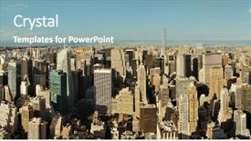  Presentation with new york city subway station - Slide deck enhanced with new york city midtown skyline background and a light blue colored foreground