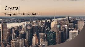  Presentation with taxi cabs new york city - Colorful PPT theme enhanced with new york city midtown skyline backdrop and a soft green colored foreground