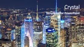  Presentation with new york night - Amazing PPT theme having new york city midtown skyline backdrop and a navy blue colored foreground