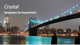  Presentation with brooklyn bridge - Presentation with new york city night panorama background and a  colored foreground