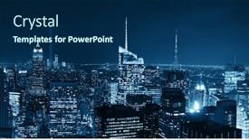  Presentation with new york night - Audience pleasing theme consisting of new-york-city-night-rooftop backdrop and a navy blue colored foreground