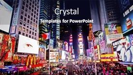  Presentation with intersection - PPT theme having new-york-city-nov-13 background and a navy blue colored foreground