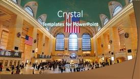  Presentation with new york city subway station - Slide deck with new-york-city-ny-aug background and a ocean colored foreground