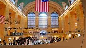  Presentation with new york city subway station - Slide deck with new-york-city-ny-aug background and a red colored foreground