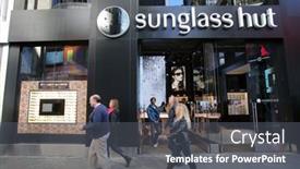  Presentation with sunglass - Slide set featuring honeymoon - young romantic couple in cafe background and a gray colored foreground