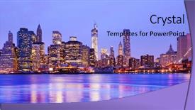  Presentation with brooklyn - PPT theme having new york city panorama background and a light blue colored foreground