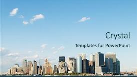 Presentation with tall - Colorful slide deck enhanced with new-york-city-panorama backdrop and a light blue colored foreground