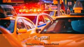  Presentation with taxi cabs new york city - Slide deck with new-york-city-police-patrol background and a gold colored foreground