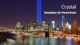  Presentation with tribute - Colorful PPT theme enhanced with new-york-city-september-11 backdrop and a navy blue colored foreground