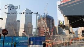  Presentation with world trade center - Presentation theme featuring new-york-city-september-1 background and a light blue colored foreground