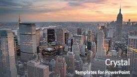  Presentation with manhattan - Beautiful slides featuring new york city skyline aerial backdrop and a dark gray colored foreground