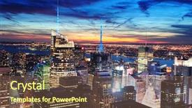  Presentation with new york city - Presentation design with new york city skyline aerial background and a tawny brown colored foreground