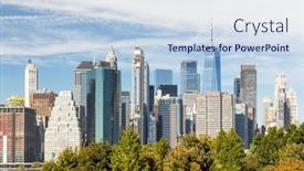  Presentation with brooklyn - Slide set with new-york-city-skyline-manhattan background and a sky blue colored foreground