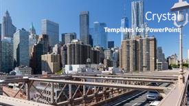  Presentation with brooklyn bridge - Slide set having new-york-city-skyline-manhattan background and a teal colored foreground