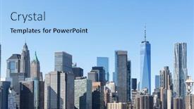  Presentation with new york city - Slide deck with new-york-city-skyline-manhattan background and a light blue colored foreground