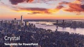  Presentation with manhattan - Presentation theme enhanced with new-york-city-skyline-manhattan background and a tawny brown colored foreground
