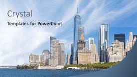  Presentation with manhattan - Slides featuring new-york-city-skyline-manhattan background and a  colored foreground