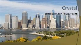  Presentation with brooklyn - Presentation design featuring new-york-city-skyline-manhattan background and a light blue colored foreground