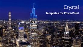  Presentation with new york night - Theme having new-york-city-skyline-manhattan background and a navy blue colored foreground