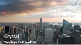  Presentation with taxi cabs new york city - Amazing PPT theme having new york city skyline panorama backdrop and a dark gray colored foreground