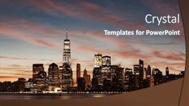  Presentation with historical architecture - Audience pleasing presentation theme consisting of new-york-city-skyline-urban backdrop and a tawny brown colored foreground