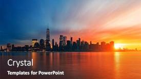  Presentation with new york city - Presentation theme enhanced with new-york-city-skyline-urban background and a tawny brown colored foreground