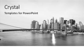  Presentation with manhattan - Slide deck featuring new york city skyline background and a white colored foreground