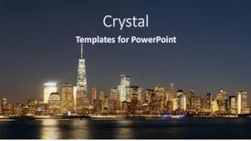  Presentation with new york night - Presentation having new-york-city-skyline background and a tawny brown colored foreground