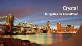  Presentation with new york night - Slide set consisting of new york city skyline at night background and a ocean colored foreground