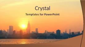  Presentation with new york city - PPT theme with new york city skyscrapers urban background and a blonde colored foreground